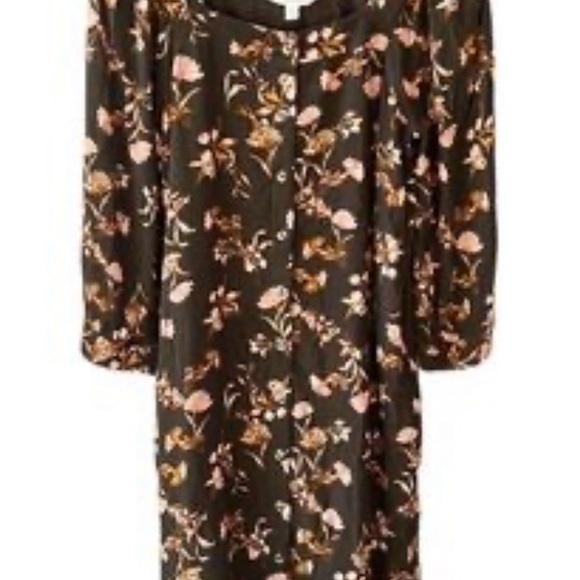 Garnet Hill Floral Long Sleeve Dress - Brown and Pink - Picture 3 of 7